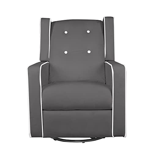 Microfiber Swivel Gliding Recliner Rocker, Nursery Glider Recliner Chair for Living Room (Grey)