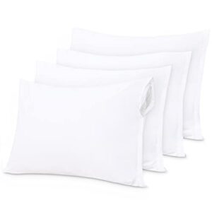 ntbay 4 pack zippered waterproof toddler pillow protectors, super soft quiet zip baby pillow protectors, 13x18 inches jersey pure white waterproof pillow cases covers