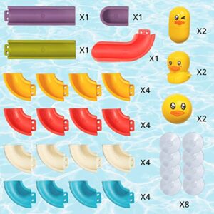 Tiyol Duck Slide Bath Toys, Wall Track Building Set for Kids Ages 4-8, Fun DIY Kit Birthday Gift for Toddler Boys & Girls (34 Pcs)