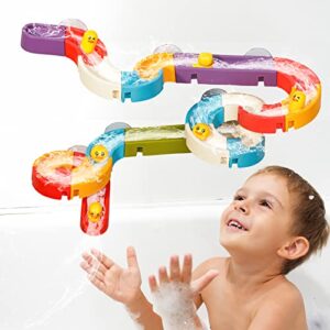 Tiyol Duck Slide Bath Toys, Wall Track Building Set for Kids Ages 4-8, Fun DIY Kit Birthday Gift for Toddler Boys & Girls (34 Pcs)