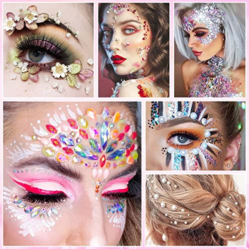 Face Makeup Glue for Rhinestones, Shynek Cosmetic Face Glitter Glue Long Lasting Waterproof Face Glue Adhesive for Eye Jewels Face Gems Rhinestone Chunky Body Glitter