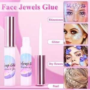 Face Makeup Glue for Rhinestones, Shynek Cosmetic Face Glitter Glue Long Lasting Waterproof Face Glue Adhesive for Eye Jewels Face Gems Rhinestone Chunky Body Glitter