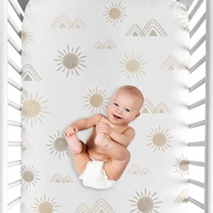 Sweet Jojo Designs Boho Desert Sun Taupe Fitted Crib Sheet Boy Girl Baby Toddler Nursery Neutral Tan Beige Ivory Gold Cream Off White Bohemian Mountain Nature Outdoors Geometric Minimalist Sunshine