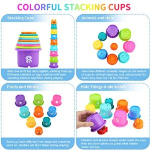 10-In-1 Wooden Montessori Toys for Toddlers, Carrot Harvest, Shapes Sorting &Matching, Stacking Cups, Fruits Lacing Threading,Preschool Learning Fine Motor Skills Game for 1 2 3 4 Years Old Babies