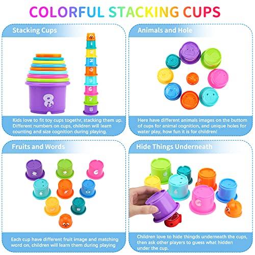 10-In-1 Wooden Montessori Toys for Toddlers, Carrot Harvest, Shapes Sorting &Matching, Stacking Cups, Fruits Lacing Threading,Preschool Learning Fine Motor Skills Game for 1 2 3 4 Years Old Babies