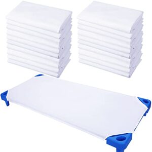 20 Pcs Daycare Cot Sheets for Toddler and Preschool Pure Cotton Breathable Fabric White Cot Sheets Standard Daycare Cot Bed Fitted Sheet for Boys and Girls, 51.18'' W x 23.62'' L (20 Pcs)