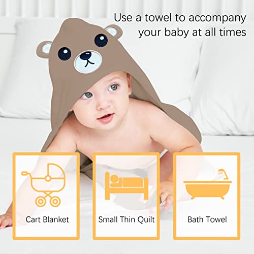 Lovely Care 3 Pack Baby Hooded Bath Towel with 24 Count Washcloth Sets for Newborns Infants & Toddlers, Boys & Girls - Baby Registry Search Essentials Item - Bear, Elephant, Duck