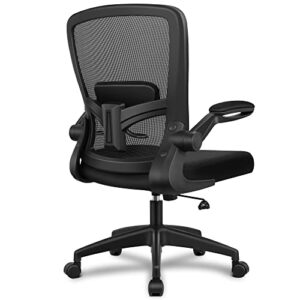 office chair, felixking ergonomic desk chair breathable mesh chair with adjustable high back lumbar support flip-up armrests, executive rolling swivel comfy task computer chair for home office (black)