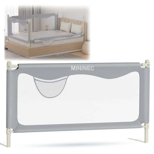 Bed Rail for Toddlers Baby, MININEC Long Toddler Bedrail Guard for Kids Children, Strong Babies Bed Rail for Twin, Full Size, Queen & King Mattress with Reinforced Anchor Safety Darkgrey 70.8*27.5 in