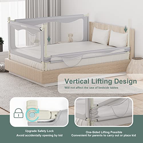 Bed Rail for Toddlers Baby, MININEC Long Toddler Bedrail Guard for Kids Children, Strong Babies Bed Rail for Twin, Full Size, Queen & King Mattress with Reinforced Anchor Safety Darkgrey 70.8*27.5 in