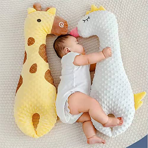 JIAHG Baby Side Sleep Pillow Multi-Functional Non Milk Regurgitation Newborn Soothing Exhaust Pillow Accompany Sleeping Hug Pillow for Infants Age 0-1 Year Comfy Bedding Bolster with Fixing Belt