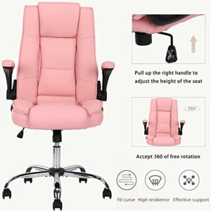 High Back Executive Office Chair, Posture Ergonomic PU Leather Office Chair. Computer Desk Chairs with Padded Flip Adjust Armrests, Adjustable Tilt Lock, Swivel Rolling Chair for Adult Working Study