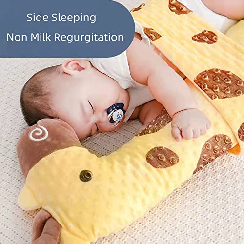 JIAHG Baby Side Sleep Pillow Multi-Functional Non Milk Regurgitation Newborn Soothing Exhaust Pillow Accompany Sleeping Hug Pillow for Infants Age 0-1 Year Comfy Bedding Bolster with Fixing Belt