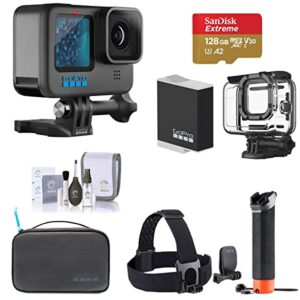 gopro hero11 black waterproof action camera water sport bundle with 128gb memory card, protective housing, extra battery, adventure kit 2.0, cleaning kit