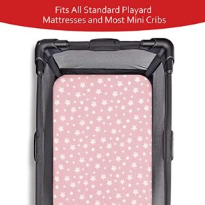 Pack and Play Sheets Girl, 4 Pack Mini Crib Sheets, Stretchy Pack n Play Playard Fitted Sheet, Compatible with Graco Pack n Play, Soft and Breathable Material, Pink