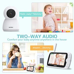 Maysly Video Baby Monitor with Camera and Audio,1080P 5" LCD Screen with Night Vision,Two Way Audio,Temperature Detection,1000ft Range Support Micro SD Card Storage