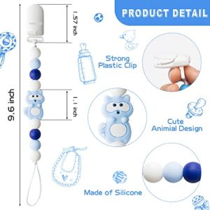 4Pcs Silicone Pacifier Clip for Babies Infant Animal Teething Soothie Toy Panda Dinosaur Elephant Raccoon Pacifier Clip Babies Teethers Clips for Baby Shower Birthday Keepsake Christmas New Year Gift