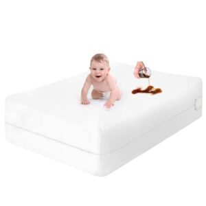 crib mattress protector waterproof - zippered encasement cover for baby, toddler (crib size - 28x52x6)