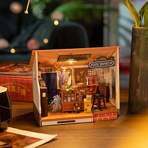 Rolife DIY Miniature House Kits, Tiny House for Adults to Build, Mayberry Street Miniature Model Kits with Lights, DIY Crafts/Birthday Gifts/Home Decor for Family and Friends (Kiki's Magic Emporium)