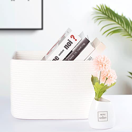 MINTWOOD Design 3-Pack Storage Baskets for Shelves, Playroom and Classroom Storage Basket, Book Basket, Decorative Storage Cube Bins, Woven Closet Organizers, Baby Nursery Baskets, Creamy White