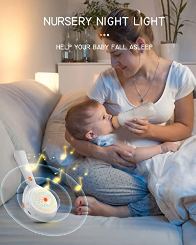 Portable White Noise Machine Baby, elesories Sound Machine Baby with Nursery Night Light,12 Soothing Sounds and USB Rechargeable Travel Baby, Child Lock, Baby Sound Machine for Adults Baby Sleeping