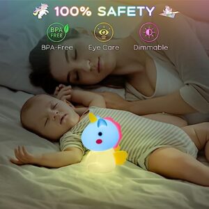 AWOFOT Unicorn Night Light for Kids, Multi-Color Kid Night Light, Rechargeable Tap Control Silicone Unicorn Night Lights for Girls Bedroom, Unicorn Lamp for Girls/Baby/Toddlers/Kids