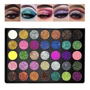 rechoo 35 colors glitter eye shadow palette eye makeup colourful eyeshadow palette pallet shiny colorful shimmer bright color pigmented paleta