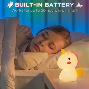 AWOFOT Unicorn Night Light for Kids, Multi-Color Kid Night Light, Rechargeable Tap Control Silicone Unicorn Night Lights for Girls Bedroom, Unicorn Lamp for Girls/Baby/Toddlers/Kids