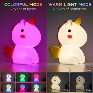 AWOFOT Unicorn Night Light for Kids, Multi-Color Kid Night Light, Rechargeable Tap Control Silicone Unicorn Night Lights for Girls Bedroom, Unicorn Lamp for Girls/Baby/Toddlers/Kids