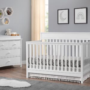 Oxford Baby Castle Hill 4-in-1 Convertible Crib, Barn White, GreenGuard Gold Certified