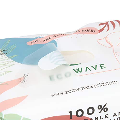 ECO WAVE Baby Wipes, 100% Biodegradable & Compostable Eco-Friendly Bamboo Water Wipes, Unscented, Hypoallergenic, Vegan, Alcohol-Free, Suitable For Sensitive Skin, 768 Wipes