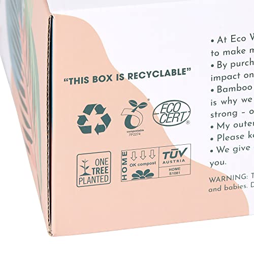 ECO WAVE Baby Wipes, 100% Biodegradable & Compostable Eco-Friendly Bamboo Water Wipes, Unscented, Hypoallergenic, Vegan, Alcohol-Free, Suitable For Sensitive Skin, 768 Wipes