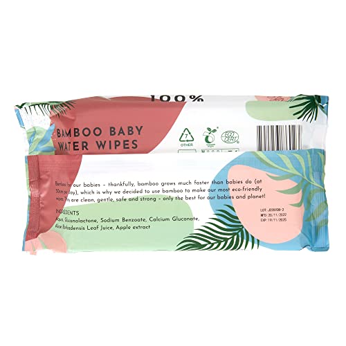 ECO WAVE Baby Wipes, 100% Biodegradable & Compostable Eco-Friendly Bamboo Water Wipes, Unscented, Hypoallergenic, Vegan, Alcohol-Free, Suitable For Sensitive Skin, 768 Wipes