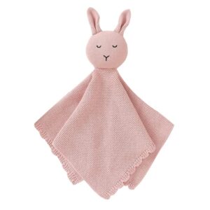 lawkul baby lovey bunny security blanket soft cuddly babe blankie knit cotton babies comforter for newborns boy girls pink
