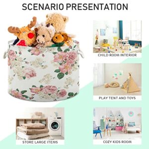 Kigai Cotton Rope Basket Floral Peony Flower Large Storage Basket for Toys Blanket Baby Laundry Basket for Nursery, Closet, Bedroom, Home Organization