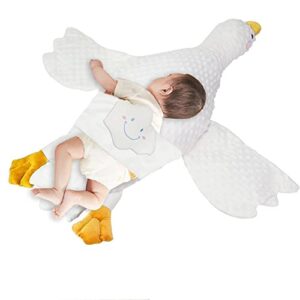 dilyvoli baby pillow for newborn white goose plushies toy pillow, 38.1" toddler nursery pillow, infant soothing pillow, goose stuffed pillow, toddler exhaust pillow - photo prop shower gift（white）