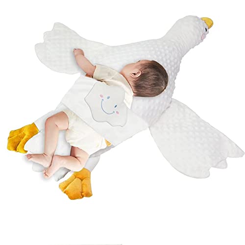 Dilyvoli Baby Pillow for Newborn White Goose Plushies Toy Pillow, 38.1" Toddler Nursery Pillow, Infant Soothing Pillow, Goose Stuffed Pillow, Toddler Exhaust Pillow - Photo Prop Shower Gift（White）