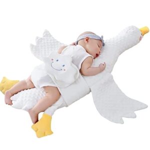 Dilyvoli Baby Pillow for Newborn White Goose Plushies Toy Pillow, 38.1" Toddler Nursery Pillow, Infant Soothing Pillow, Goose Stuffed Pillow, Toddler Exhaust Pillow - Photo Prop Shower Gift（White）