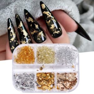 nail glitter gold silver gold foil wire platinum fragments 6 box nail jewelry for nail gel decoration gives a different style