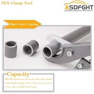 PEX Clamp Tool Ratcheting PEX Cinch Tool Pex Crimping Tool Meets ASTM 2098 and Will Work With Stainless Steel Clamps of sizes 3/8"~1" (with 20 PCS 1/2" + 10PCS 3/4" PEX Clamps & PEX Cutter)