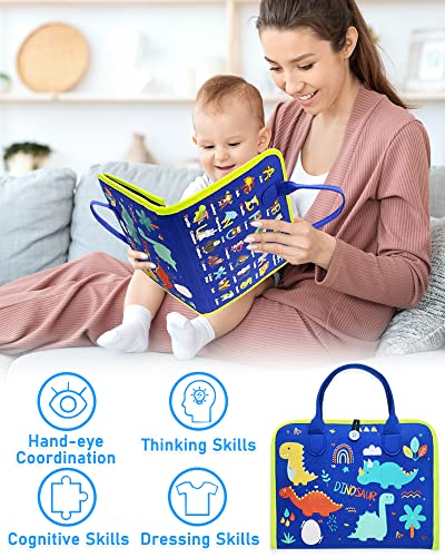 Exorany Busy Board Montessori Toys for 1 2 3 4 Year Old Boys & Girls Gifts, Sensory Toys for Toddlers 1-3, Autism Educational Travel Toys, Preschool Activities for Learning Fine Motor Skills (Blue)