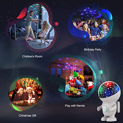 Night Light for Kids,Astronauts Star Projector with Energy Halo Light 1h Timer and 360 Degree Rotation Baby Night Light Ceiling Light Projector Best Gifts for Kids Bedroom,Girl Room Decor