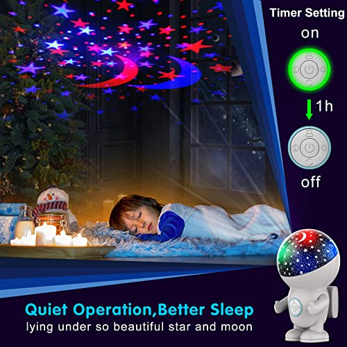 Night Light for Kids,Astronauts Star Projector with Energy Halo Light 1h Timer and 360 Degree Rotation Baby Night Light Ceiling Light Projector Best Gifts for Kids Bedroom,Girl Room Decor