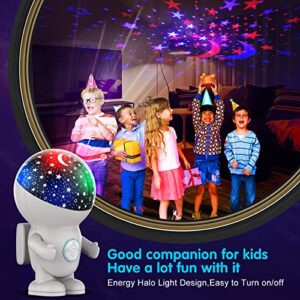 Night Light for Kids,Astronauts Star Projector with Energy Halo Light 1h Timer and 360 Degree Rotation Baby Night Light Ceiling Light Projector Best Gifts for Kids Bedroom,Girl Room Decor