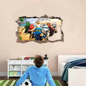 Ninjago Smashed Wall Sticker Decal Home Decor Art Mural, Ninjago Wall Decal for Home Nursery Decoration