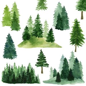 watercolor pine tree wall decals green pine tree wall sticker large tree wall decals nature woodland forest tree wall stickers for nursery bedroom living room decor