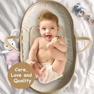 YOMECHEO Baby Changing Basket, Diaper Changing Basket for Baby, Boho Nursery Decor Changing Table Baskets for Dresser with Extra Foam Cushion, Waterproof Changing Mat, Storage Bag & Adorable Stickers