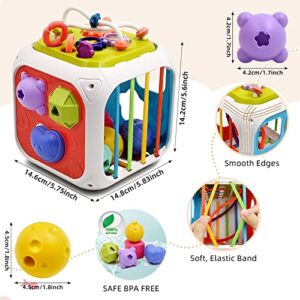 AiTuiTui Baby Toys 12-18 Months, Sensory Montessori Toys for 1 2 Year Old Boy Girl Gifts, 7 in 1 Multifunction Educational Toys with Shape Sorter, Stacking Blocks for Toddlers Birthday Gifts