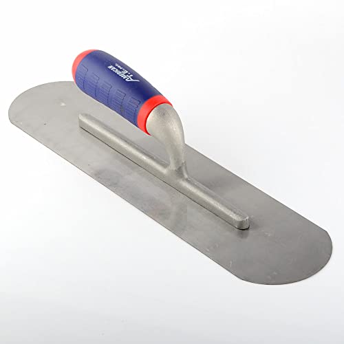 ATE Pro. USA - Trowel Swimming Pool 16" X 4" 100C | Professional Stainless Steel Round End Trowel | Smoothing Tool | Masonry Hand Trowel | 16" x 4" Trowel