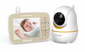 kidsneed baby monitor, 3.5" screen video baby monitor with camera and audio, remote pan-tilt-zoom, night vision, vox mode, temperature monitoring, lullabies, 2-way talk, 960ft range